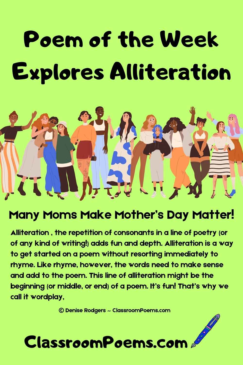 Alliteration examples and poems by Denise Rodgers on ClassroomPoems.com.