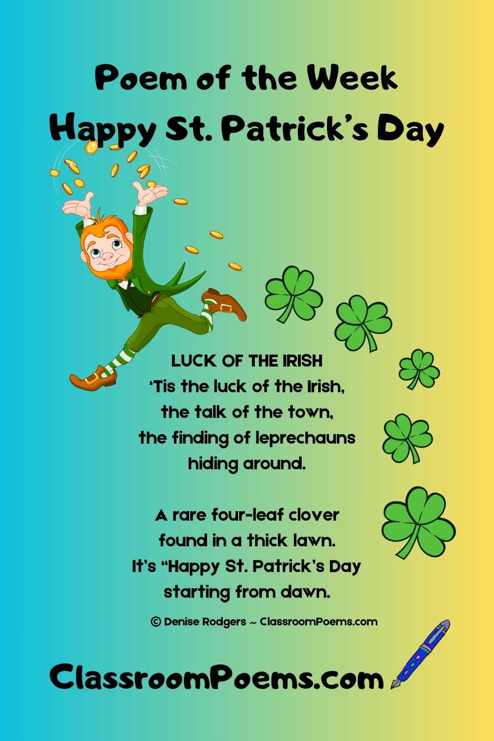 ST PATRICKS DAY poem by Denise Rodgers on ClassroomPoems.com.