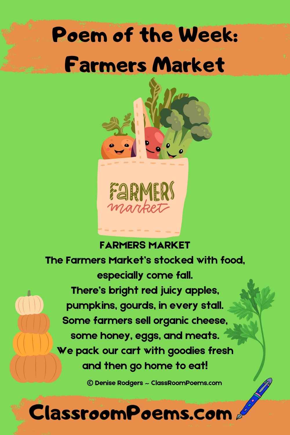 FARMERS MARKET, an autumn poem by Denise Rodgers on ClassroomPoems.com.