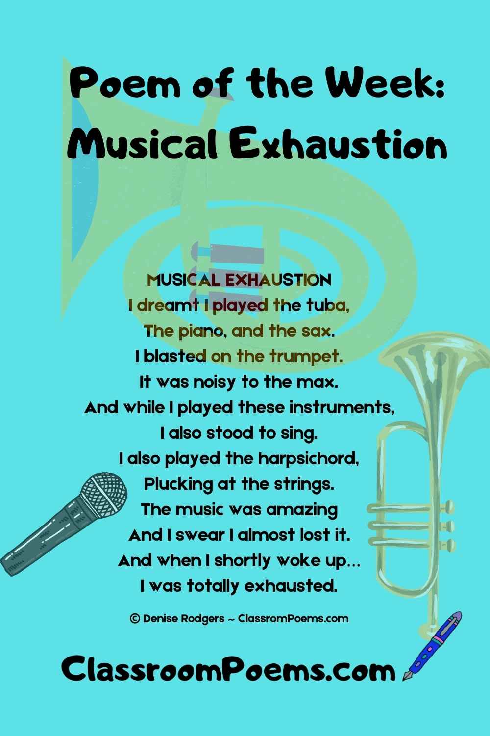 MUSICAL EXHAUSTION, a poem about dreams by Denise Rodgers on ClassroomPoems.com.